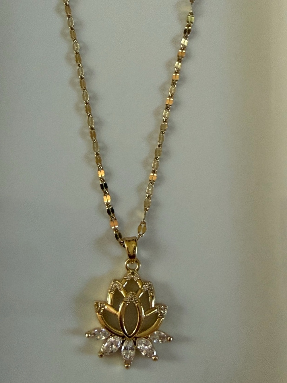 Gold Lotus Pendant Necklace - Elegant Women's Jewelry